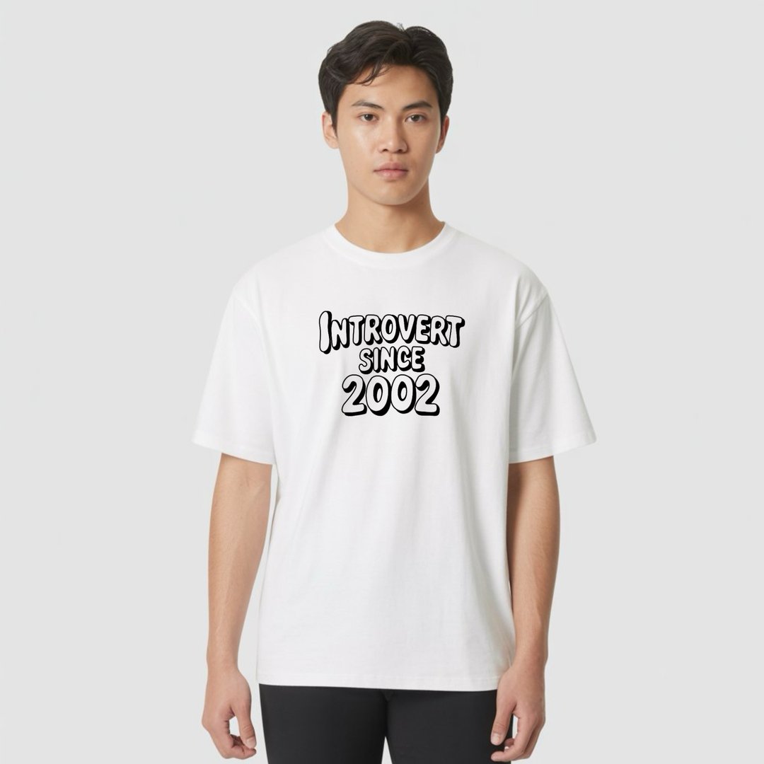 I人白色落肩短袖T-Shirt  定制化手写字 男女上衣 团体服 活动服 - 男装上衣/T 恤 - 棉 白色