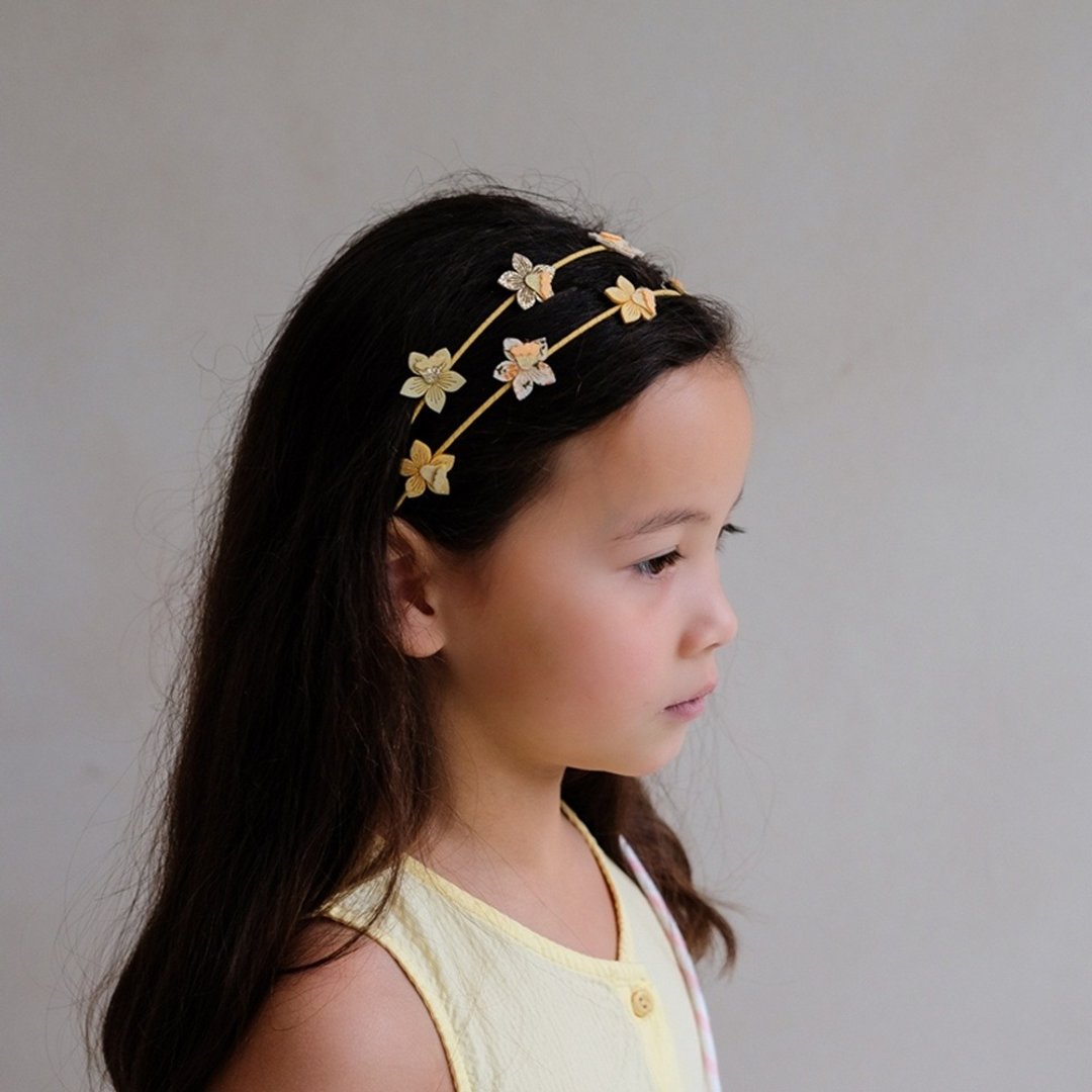 英国 Mimi & Lula_SS26_花漾花园 - 水仙花艾莉丝双层发圈 - 婴儿饰品 - 聚酯纤维 