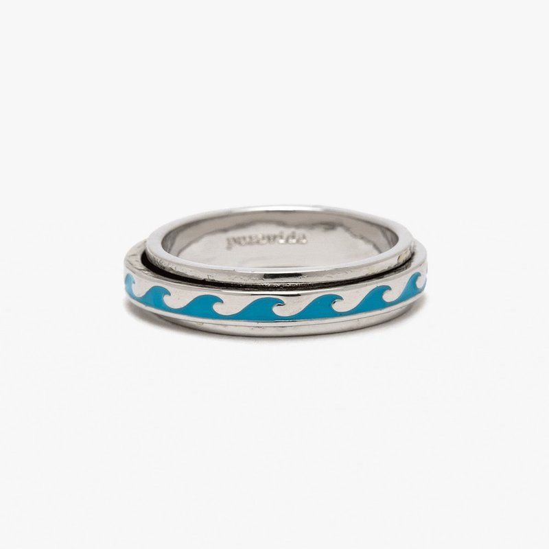 Pura Vida 美国手工 ENAMEL WAVE FIDGET 珐琅波浪银色戒指 - 戒指 - 珐琅 银色
