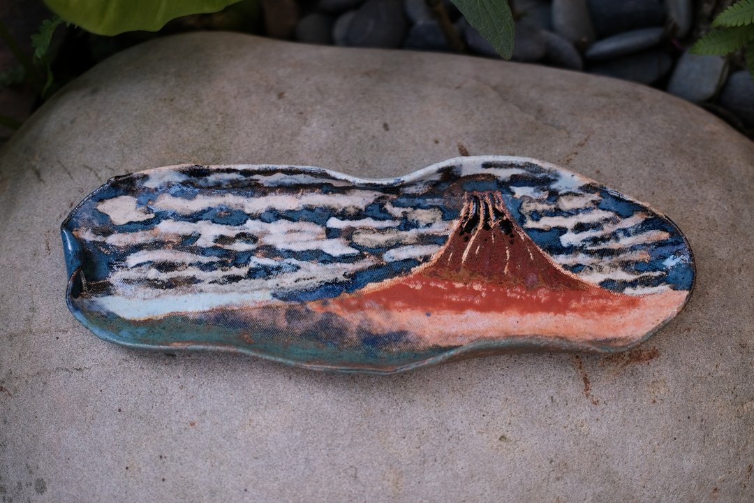 【富士山】手作陶盘 - 盘子/餐盘/盘架 - 陶 多色