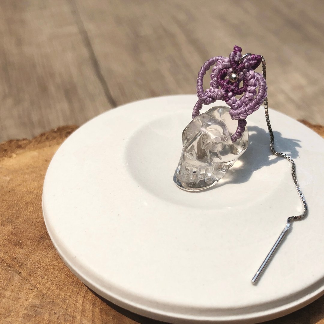 白水晶骷髅女王耳线 紫色 Clear Quartz Skull Queen Earring - 耳环/耳夹 - 水晶 紫色