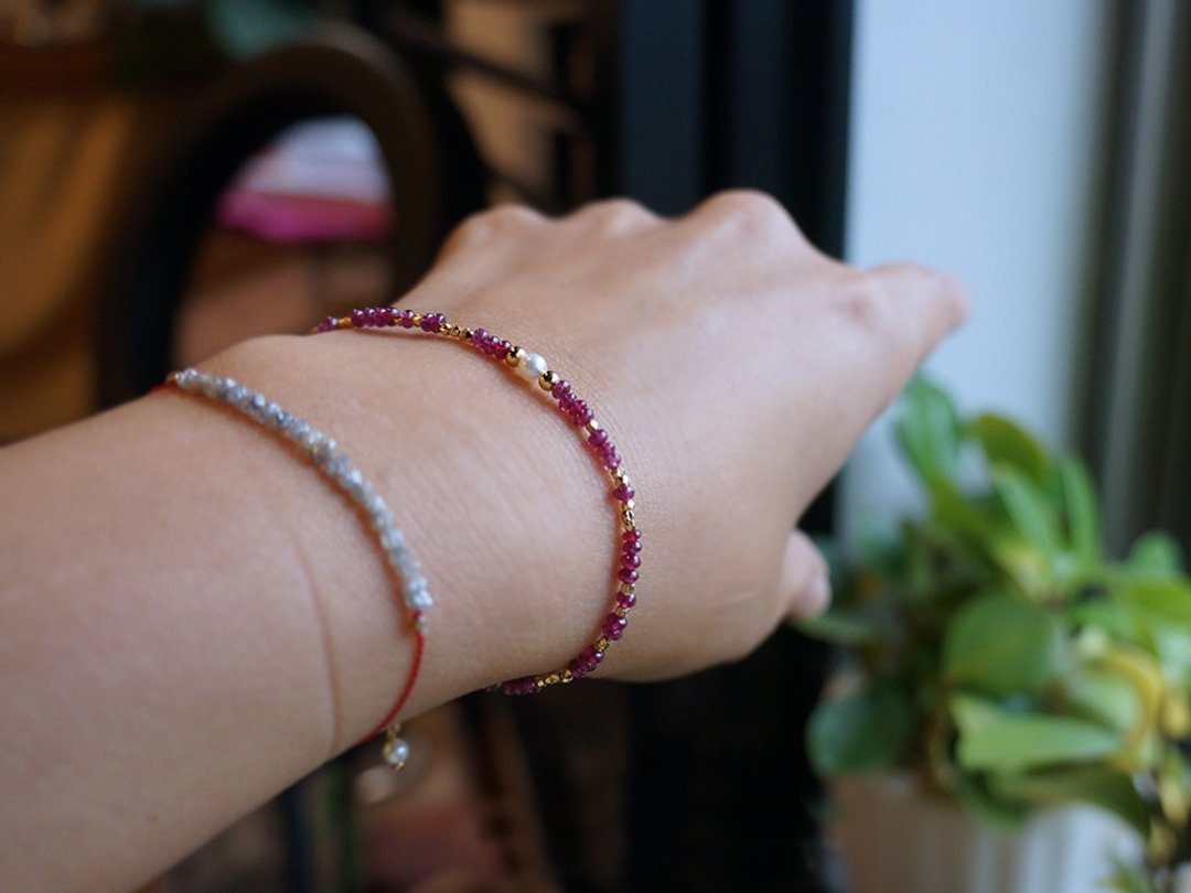 限时特价 RUBY 极品天然红宝塔珠手链 - 手链/手环 - 宝石 红色