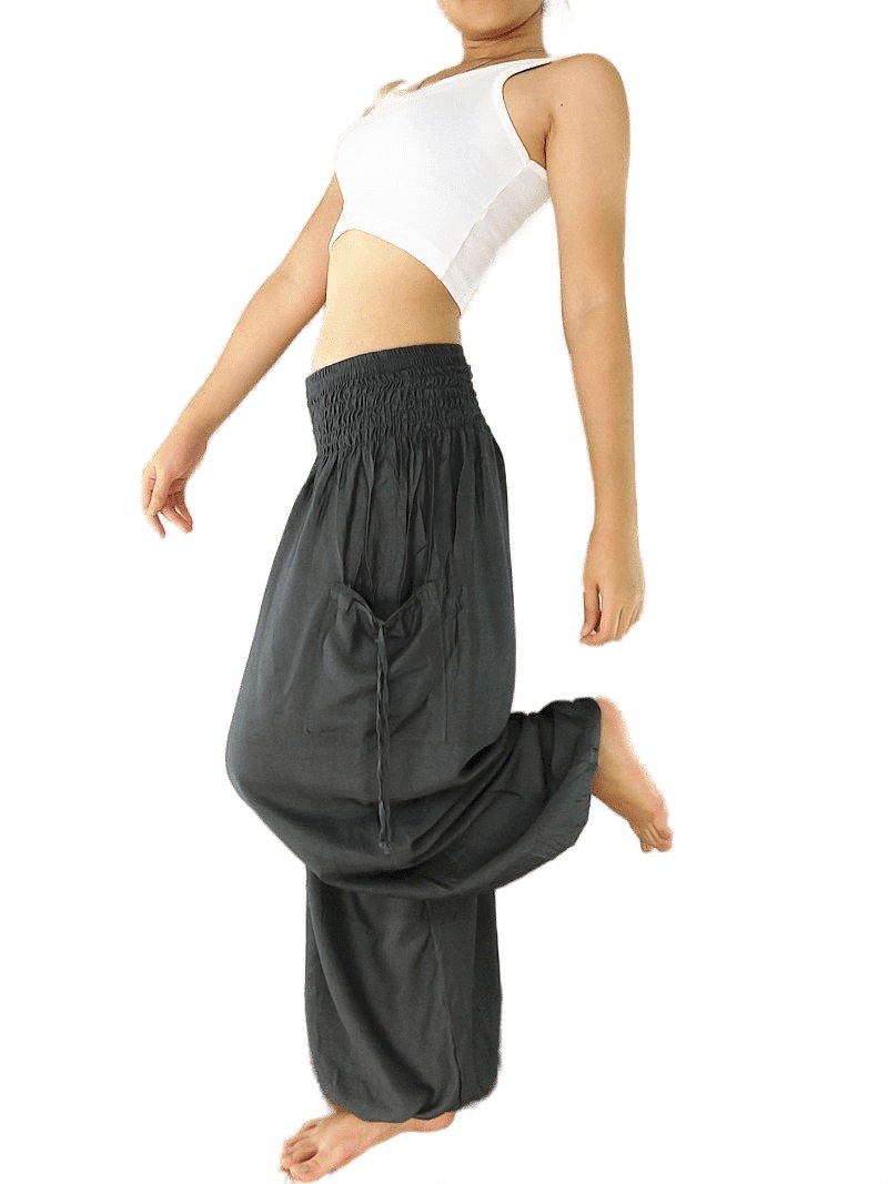 深灰色伦裤 女裤 灯笼裤 嫘萦材质 长裤 松紧腰 - 男士长裤 - 其他材质 灰色