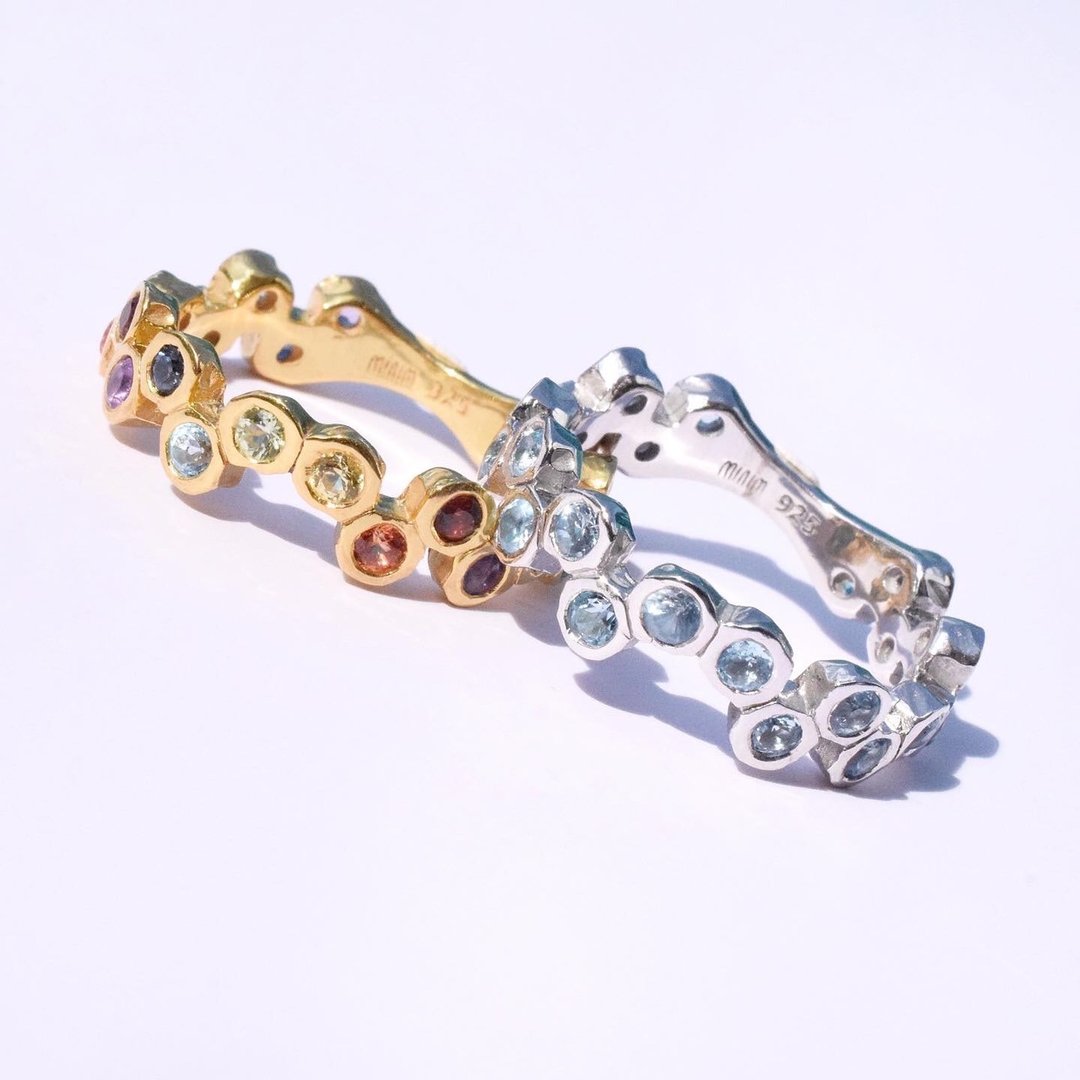 Rainbow round ring #minimsignature R530 - 戒指 - 纯银 