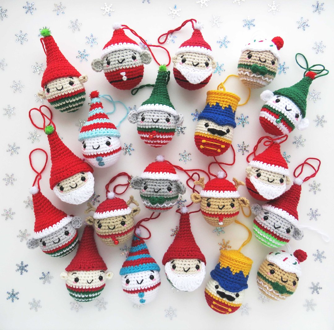 Set 12 in 1 Crochet Pattern Christmas Amigurumi Ornament. PDF Instant Download. - 手工艺教程/工具书 - 其他材质 