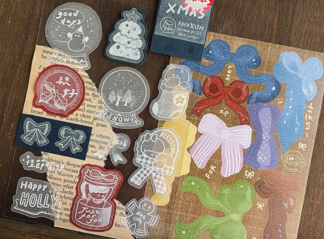 X MAS / 描图纸贴纸 模造纸贴纸 - 贴纸 - 纸 多色