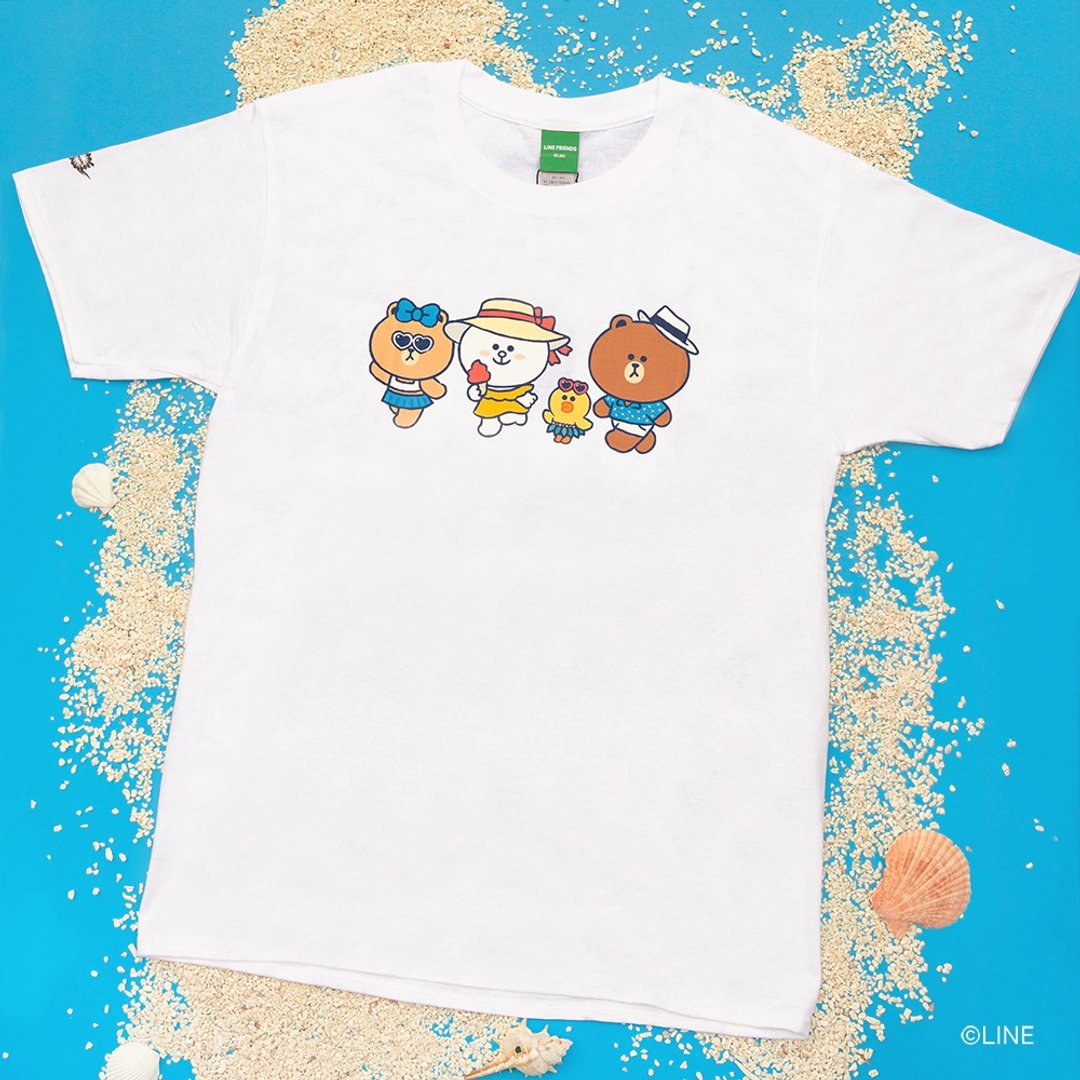 2022花火节限定 | LINE FRIENDS T恤 (黑/白) - 男装上衣/T 恤 - 棉 