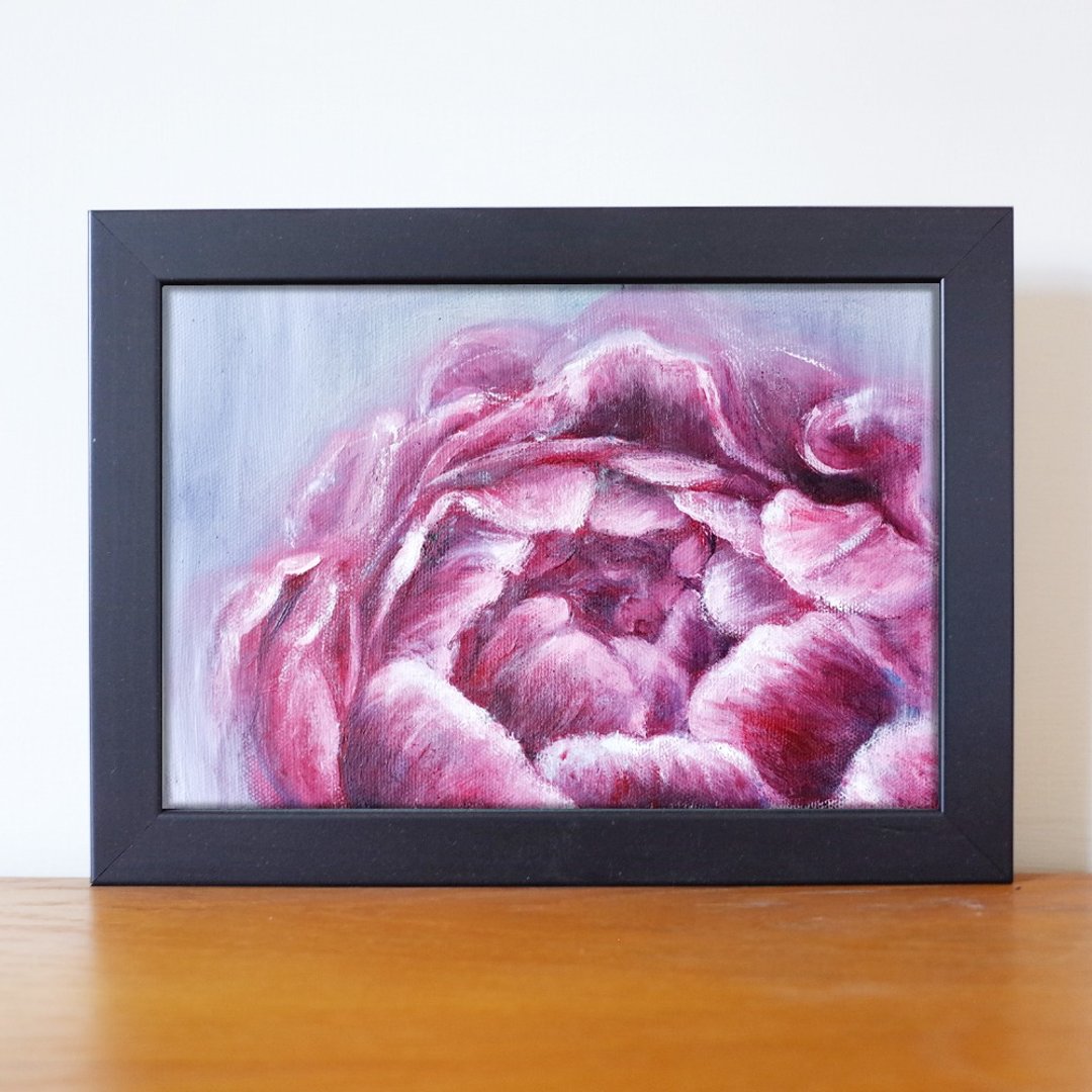 芍药 油画 F 1号 含框尺寸约26*19cm - 海报/装饰画/版画 - 颜料 粉红色