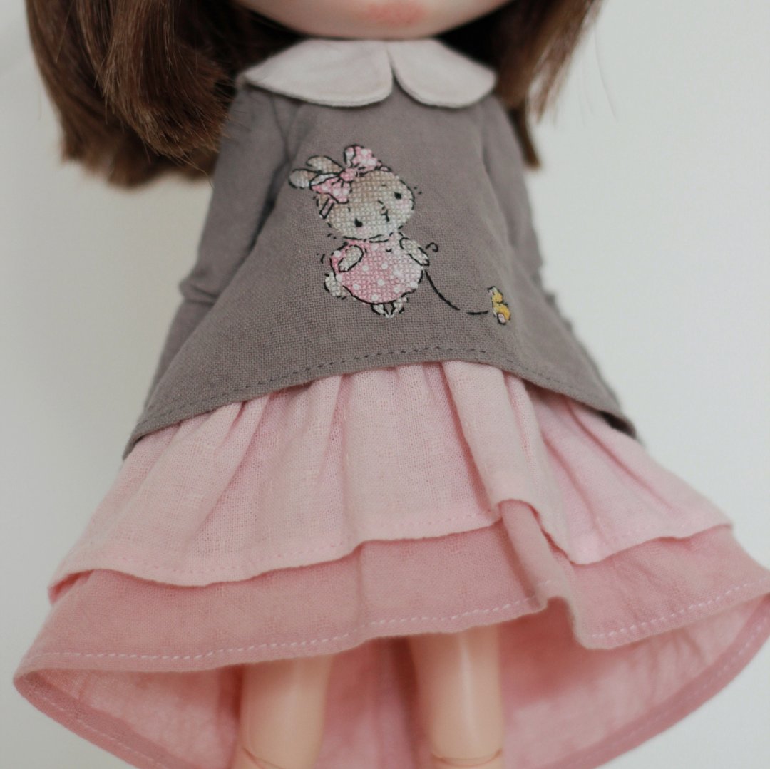 Dress for blythe - 玩偶/公仔 - 棉 灰色