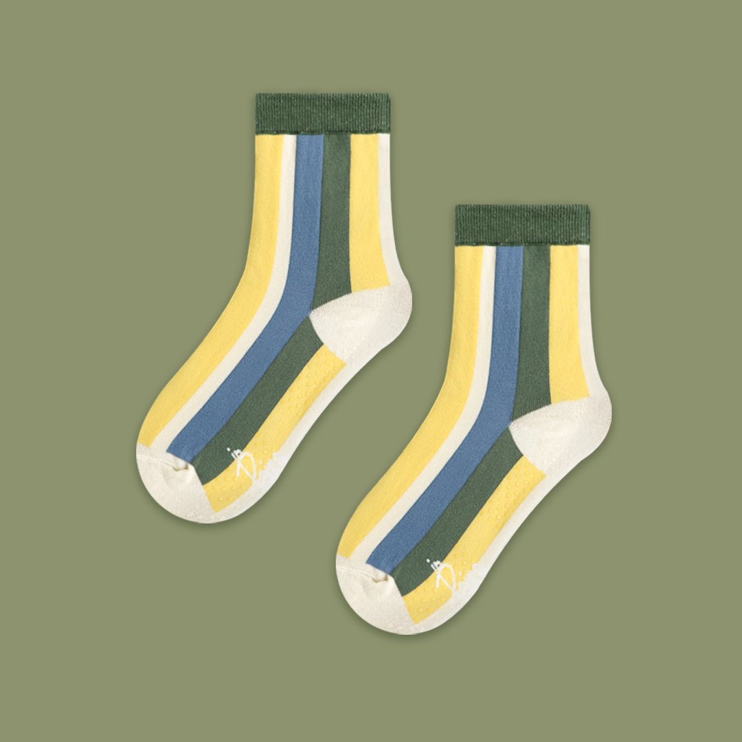 in Pairs | 直条纹中筒袜-绿/童袜 - 袜子 - 棉．麻 多色
