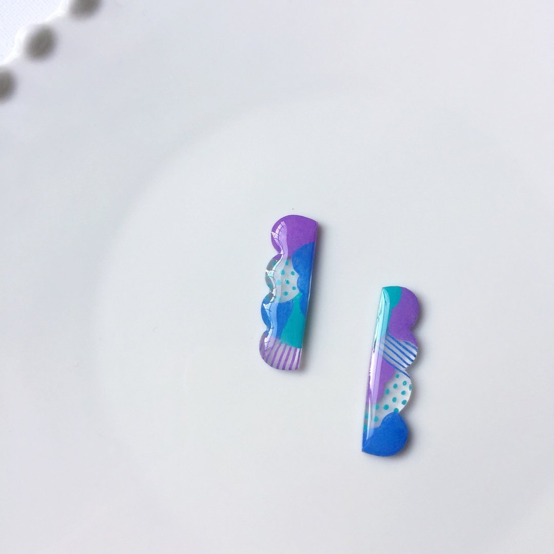 漫步莓果小山夹式/针式耳环 - 耳环/耳夹 - 树脂 多色