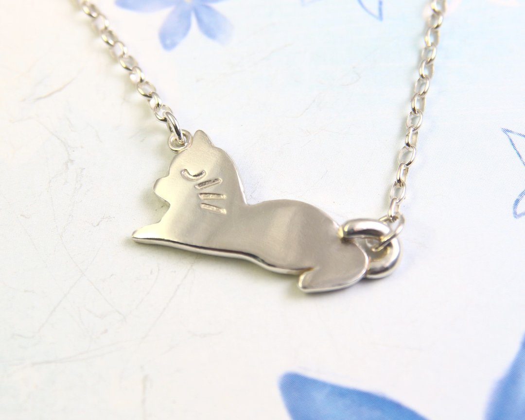 【沉睡猫咪】猫咪项链 / 纯银项链 /Silver Cat Necklace / Kitty - 项链 - 纯银 银色