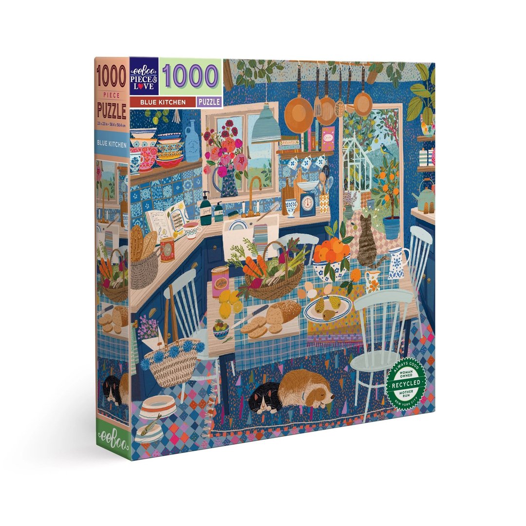 eeBoo 1000片拼图- 蓝色系厨房  Blue Kitchen 1000 Piece Puzzle - 拼图 - 纸 蓝色