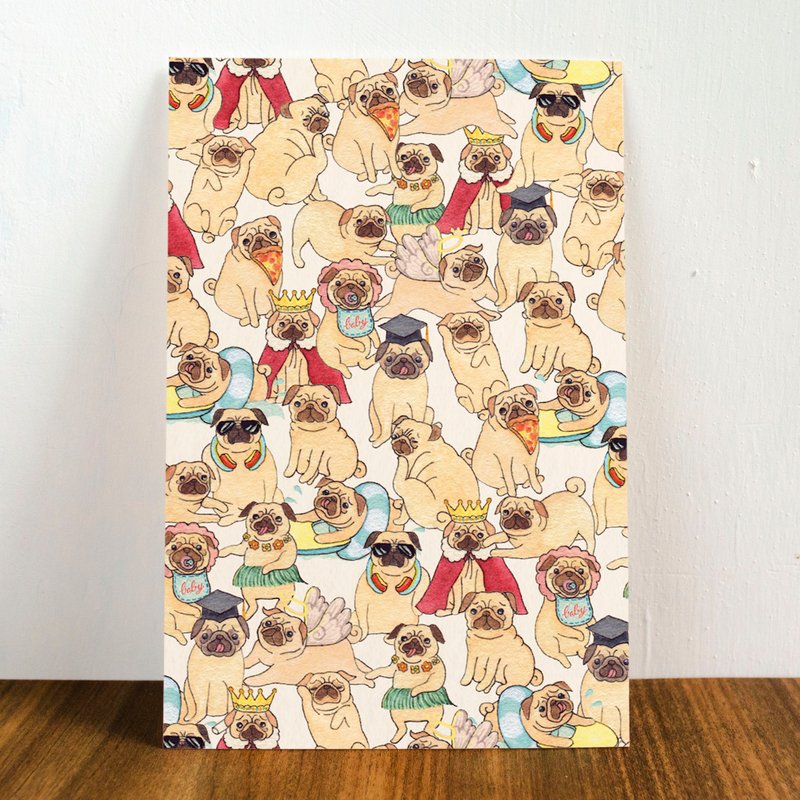 【明信片】 Many Many Pugs 巴哥犬 / 八哥狗 - 卡片/明信片 - 纸 