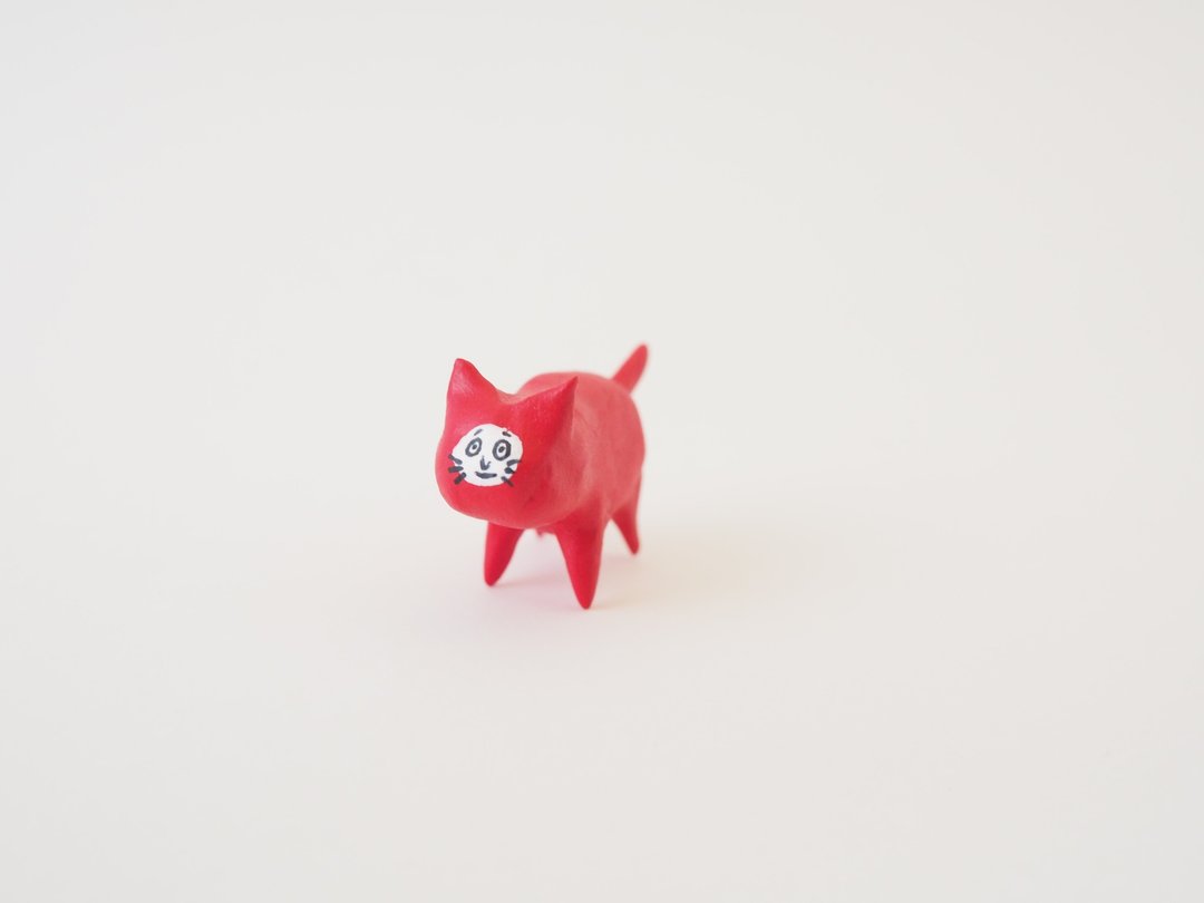 MINI NISEDARUMA Cat - 摆饰 - 纸 红色