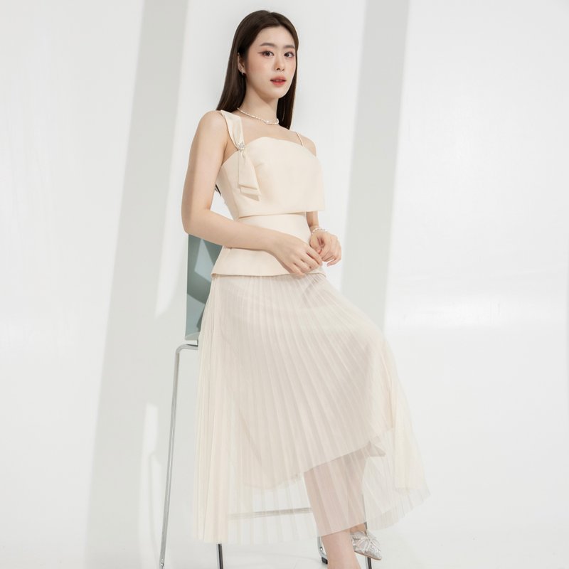 香草色刺绣上衣 - 女装上衣 - 聚酯纤维 金色