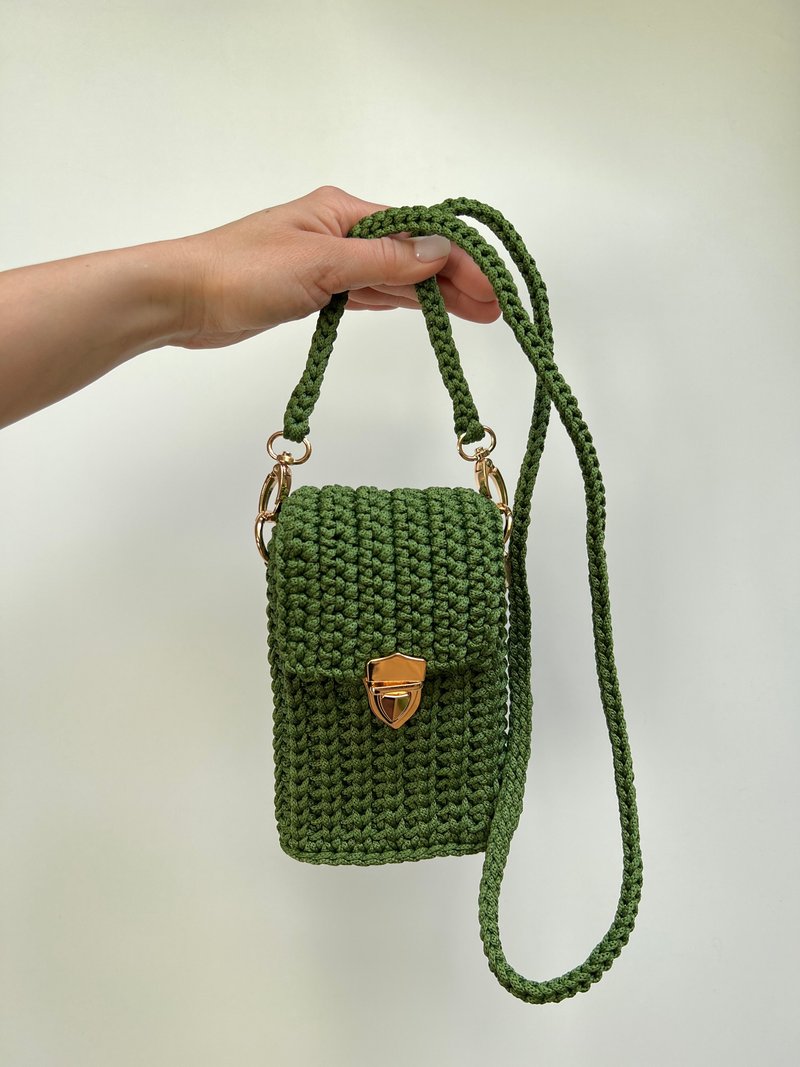 Green Phone Bag, Summer Crossbody, Card Bag, Phone Case, Small Bag - 侧背包/斜挎包 - 聚酯纤维 绿色