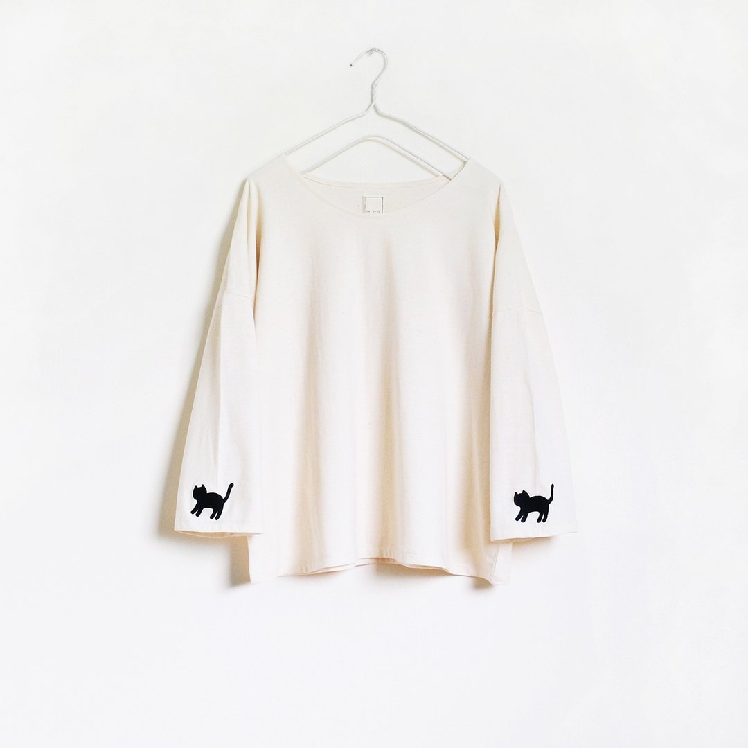 cat sleeve t-shirt : natural - 女装 T 恤 - 棉 白色