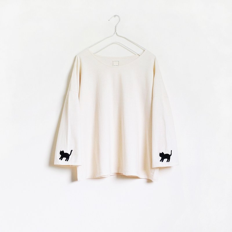 cat sleeve t-shirt : natural - 女装 T 恤 - 棉．麻 白色