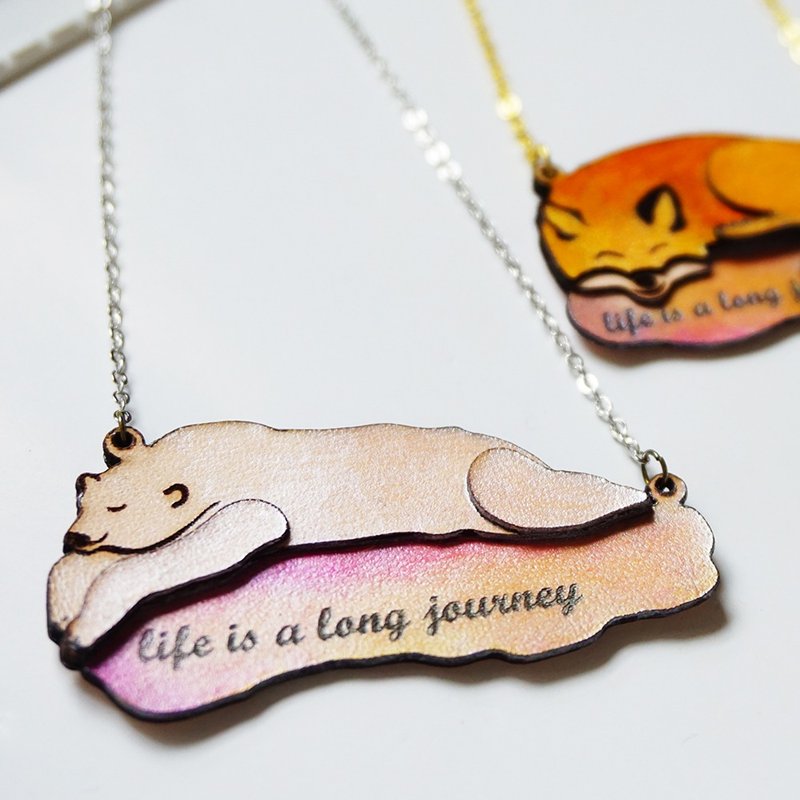 | 皮革小玩意 | 小动物系列 | 狐狸 北极熊 颈链 | - 颈链 - 真皮 橘色