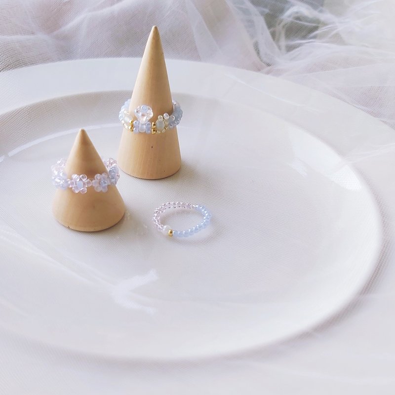 雪国女王的花冕 原创串珠戒指三件组 八月号 - 戒指 - 其他材质 蓝色