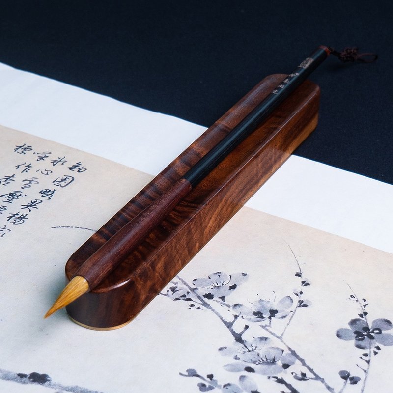 黑胡桃木镇纸镇尺【兼笔搁笔架】文房四宝 - 笔筒/笔座 - 木头 