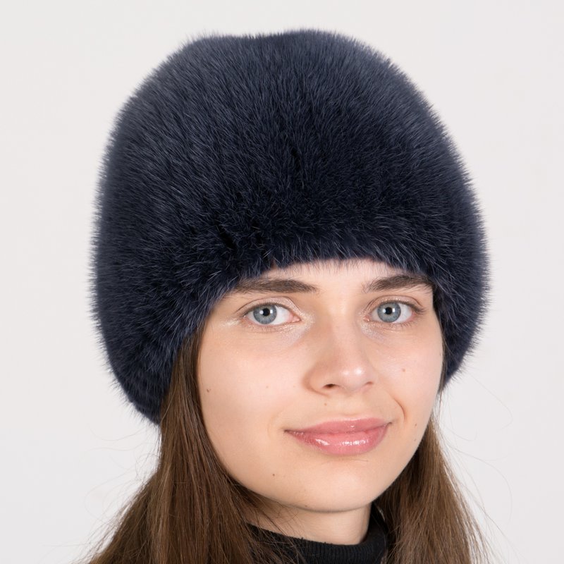 女士毛皮貂帽 冬季真毛皮帽 俄罗斯风格毛皮帽 针织帽 - 帽子 - 羊毛 多色