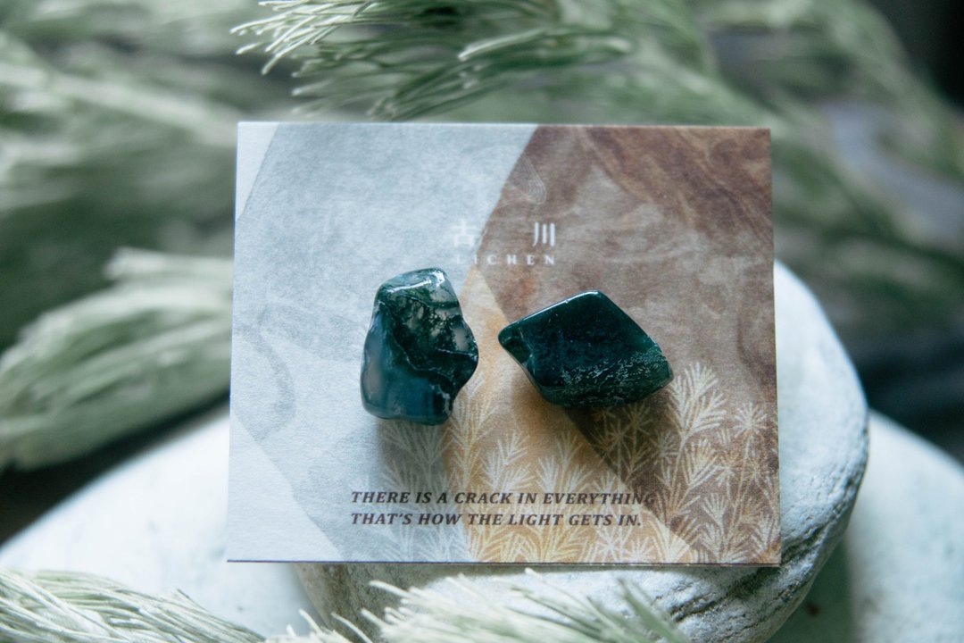 CRACK | 矿物系耳环 |  EARRINGS - 耳环/耳夹 - 玉石 绿色