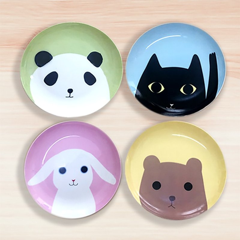 《陶缘彩瓷》5寸瓷盘画-可爱动物跟妳Say Hi系列(共四款)~ / 骨瓷 / 可微波 / 通过SGS - 浅碟/小碟子 - 瓷 橘色