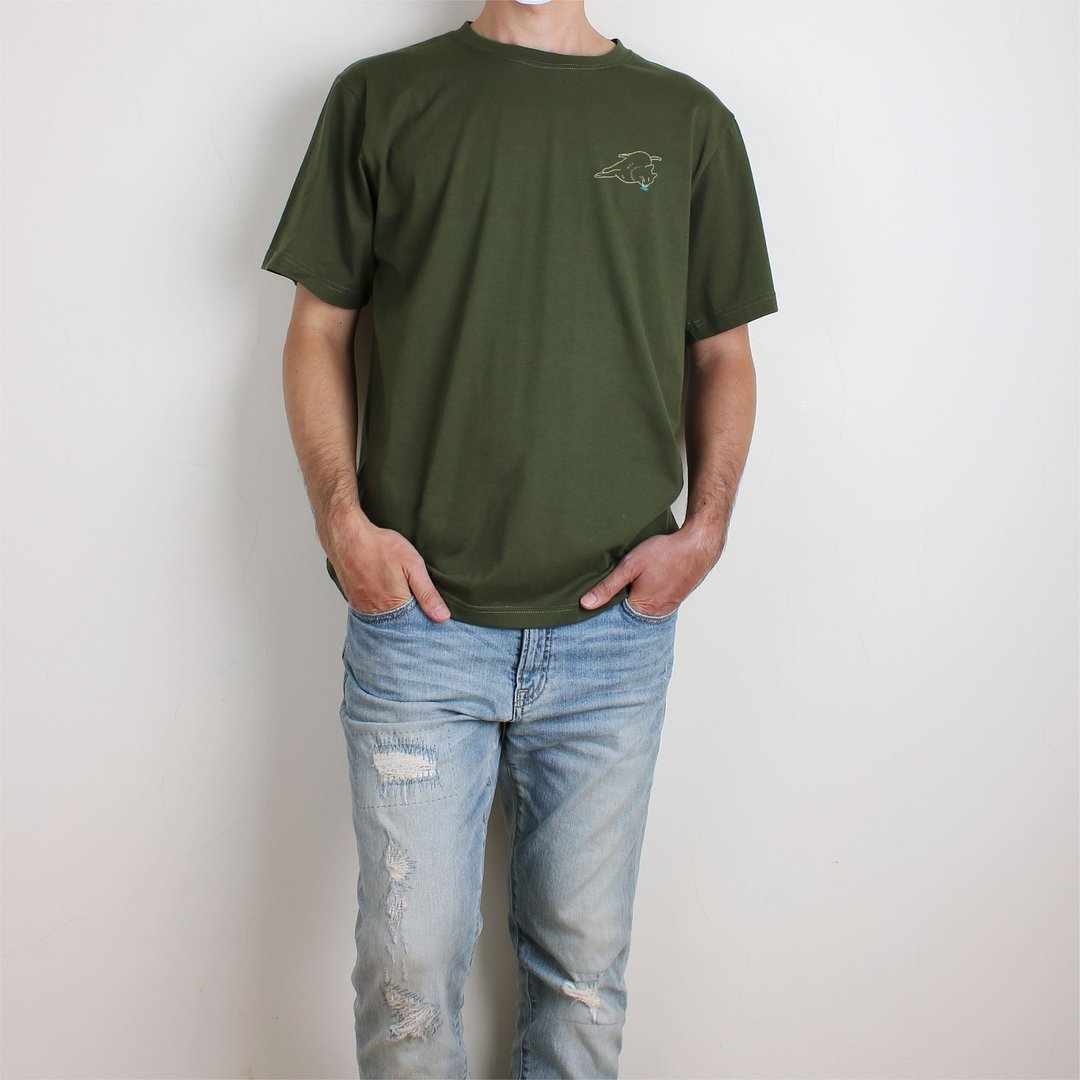 【斑贵妃】口水流下来了  短T/女上衣/男T恤/T-Shirt - 女装 T 恤 - 棉．麻 绿色