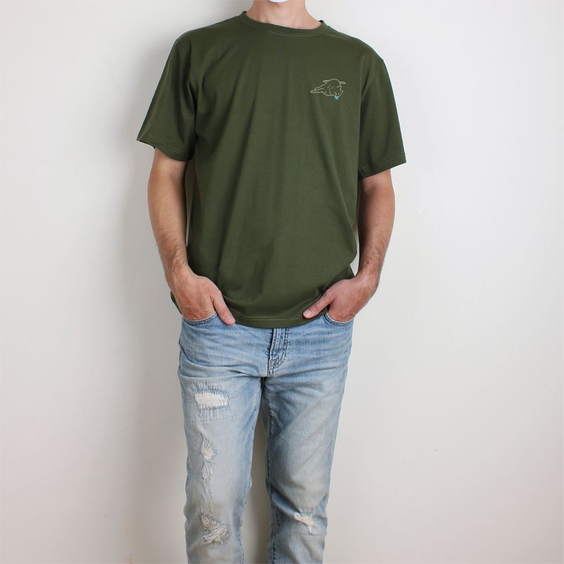 【斑贵妃】口水流下来了  短T/女上衣/男T恤/T-Shirt - 女装 T 恤 - 棉．麻 绿色