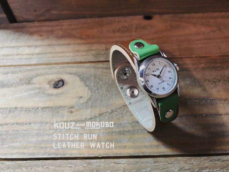 STITCH　毎日つけていたくなる時計　ステッチラン腕時計　ユニセックスOK　SRW-BHG-GS - 女表 - 真皮 咖啡色