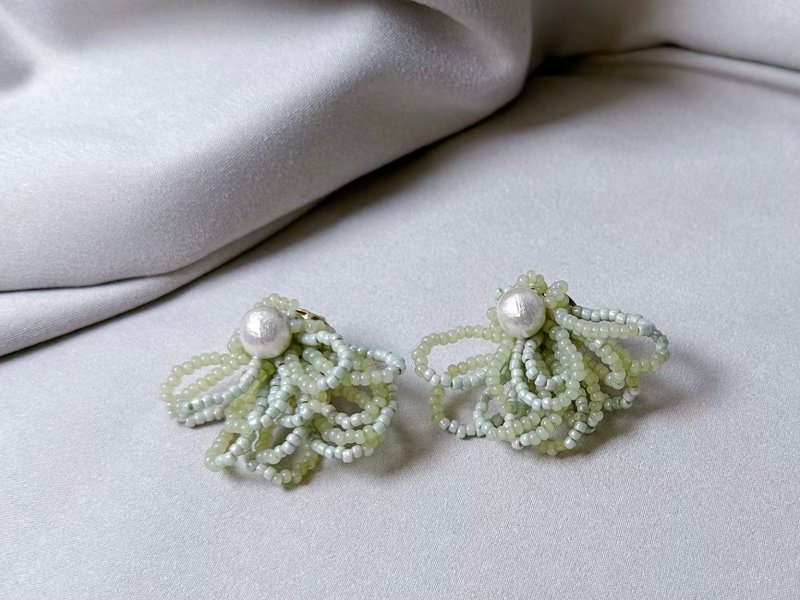 露珠小翠 - 耳环/耳夹 - 其他材质 绿色