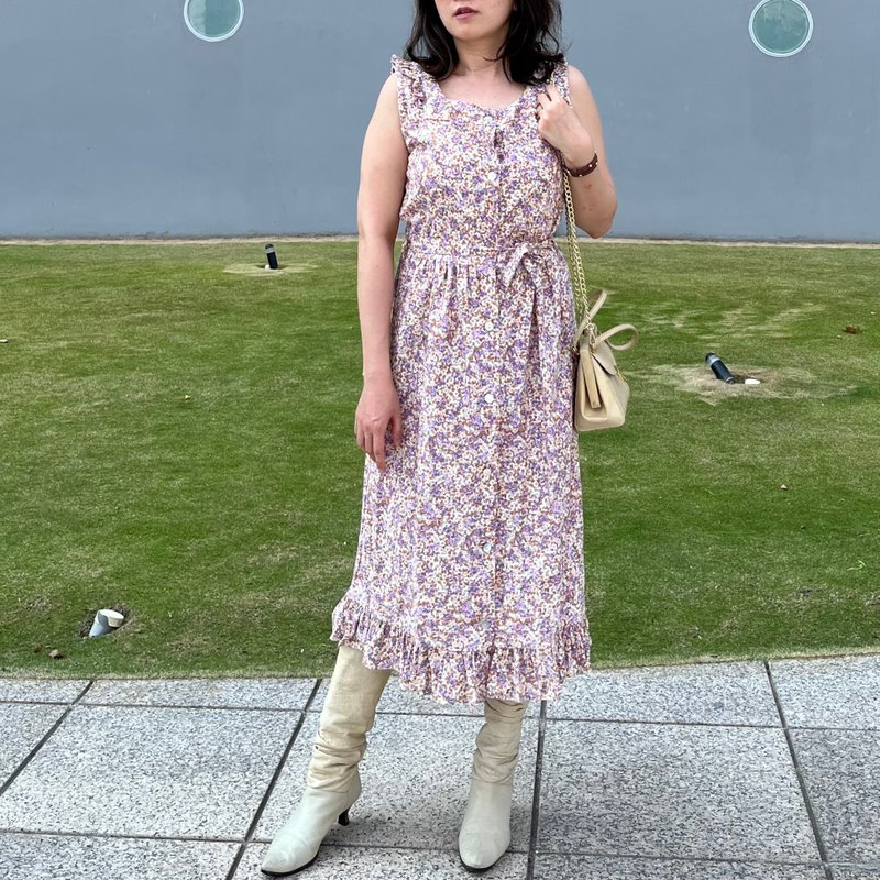 70年代 欧洲古着 意大利制碎花长裙 - 洋装/连衣裙 - 棉．麻 粉红色