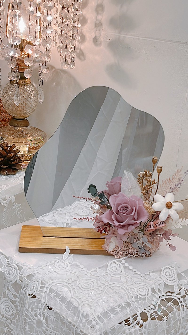 镜子 永生花.开幕. 新居落成.化妆镜.居家摆饰.仪式感.韩式 - 干燥花/捧花 - 植物．花 粉红色