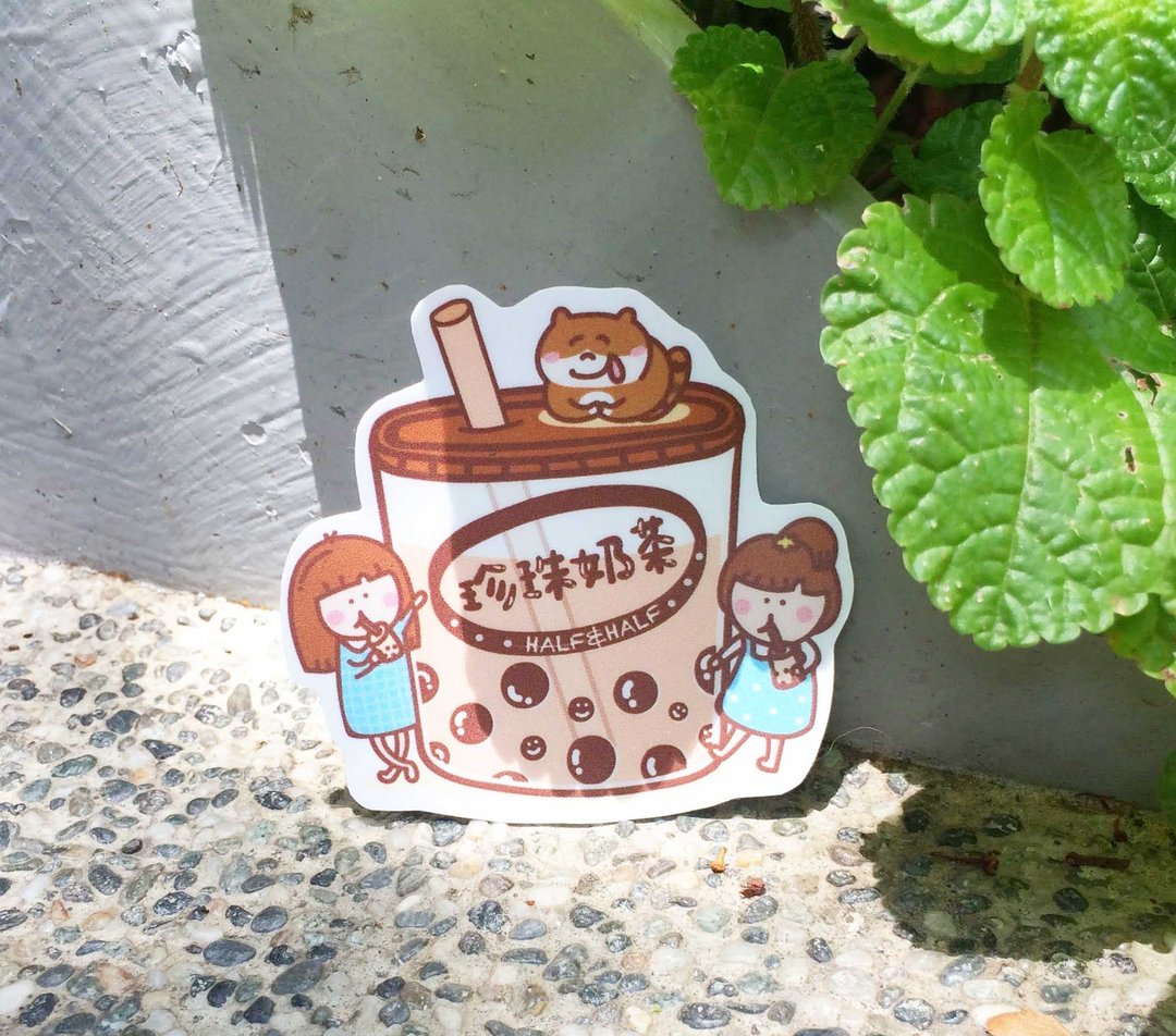 波霸珍奶の防水贴纸 (行李箱/笔电适用) Waterproof stickers - 贴纸 - 防水材质 黄色
