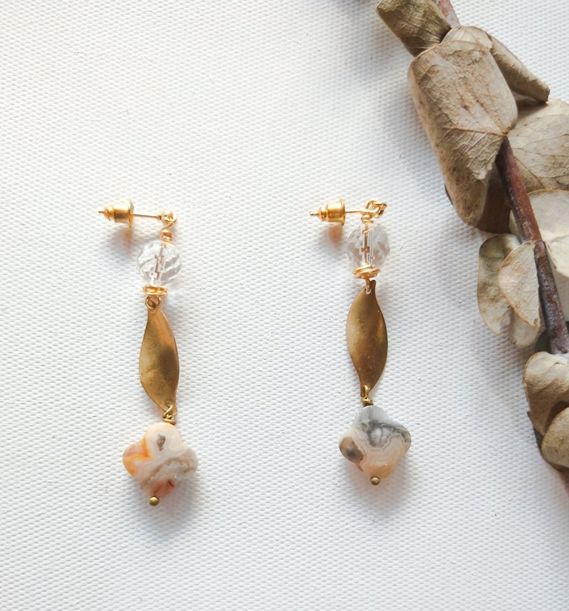 立冬-霓虹灯下的窗耳坠子(老窗花) - 耳环/耳夹 - 半宝石 多色