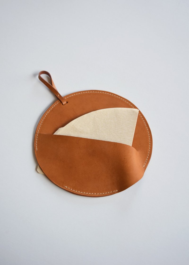 【咖啡滤纸挂饰】植鞣皮革 - 咖啡壶/周边 - 真皮 咖啡色