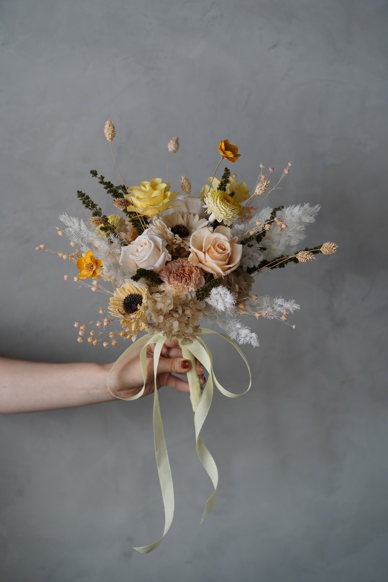 定制化永生干燥捧花 - 干燥花/捧花 - 植物．花 橘色