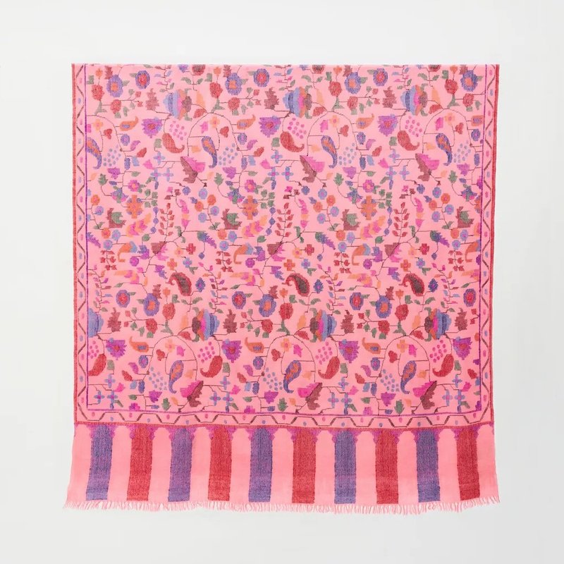 (现货)克什米尔经典花卉图腾顶级手织卡尼Hand Woven Kani - 围巾/披肩 - 羊毛 粉红色