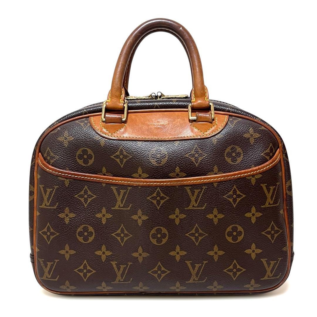 正品 Louis Vuitton 路易威登 Monogram 帆布皮革 Trouville 手提包 M42228 二手 - 手提包/手提袋 - 其他材质 咖啡色