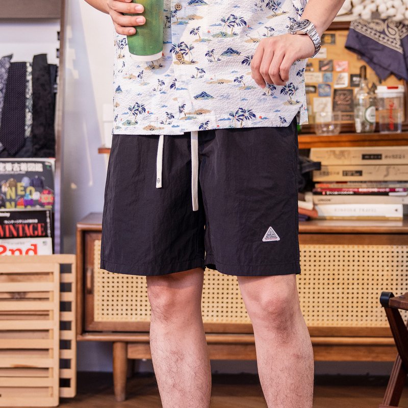 户外短裤 尼龙短裤 松紧腰头 运动 防泼水 速干 露营 - 男士短裤 - 其他材质 黑色