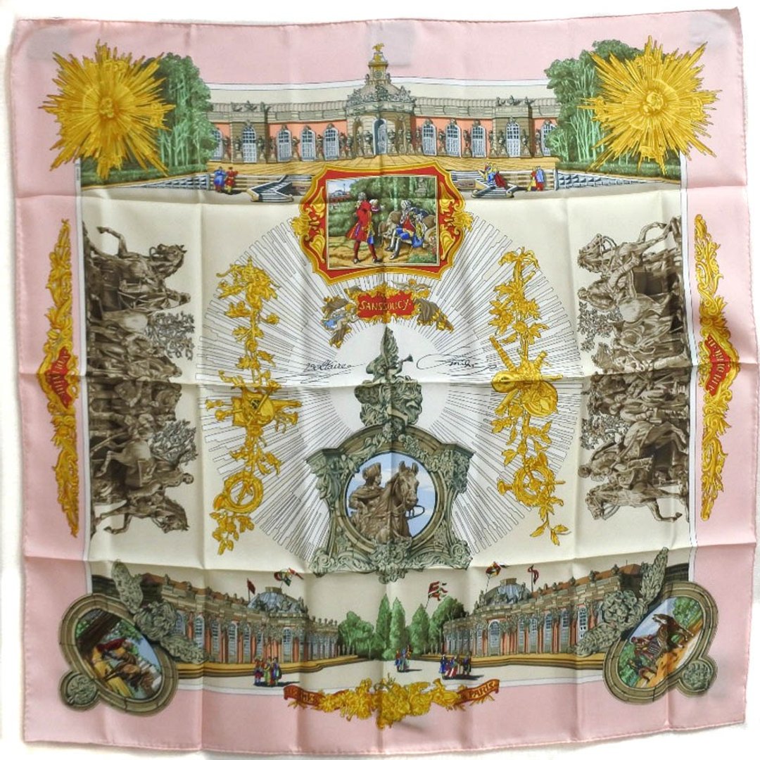 【日本直送】爱马仕 HERMES CARRE 90 丝巾 SANSSOUCY 丝绸 粉色 женские【未使用】 - 丝巾 - 丝．绢 粉红色