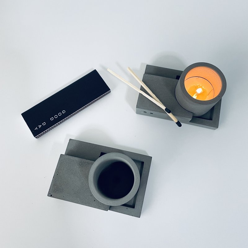 【火力全开-小】开运除障能量蜡烛 清水模烛台 草本蜡烛 - 蜡烛/烛台 - 水泥 灰色