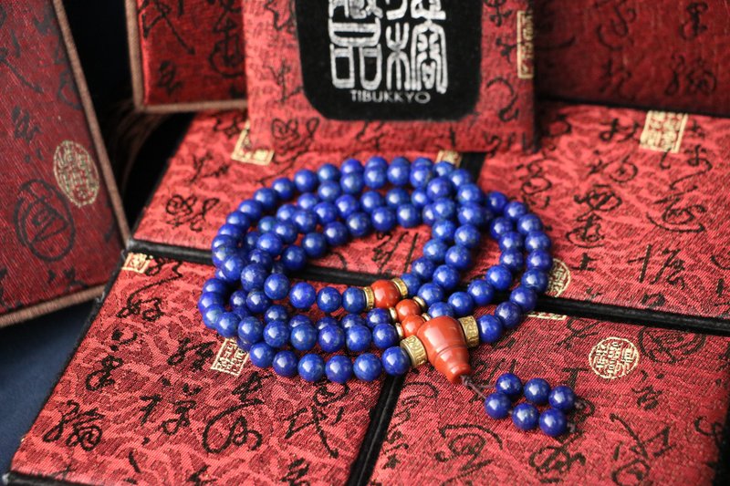 原矿天然青金石8mm 108颗 南红玛瑙 隔珠 玉石 佛珠 客制化穿配 - 手链/手环 - 宝石 