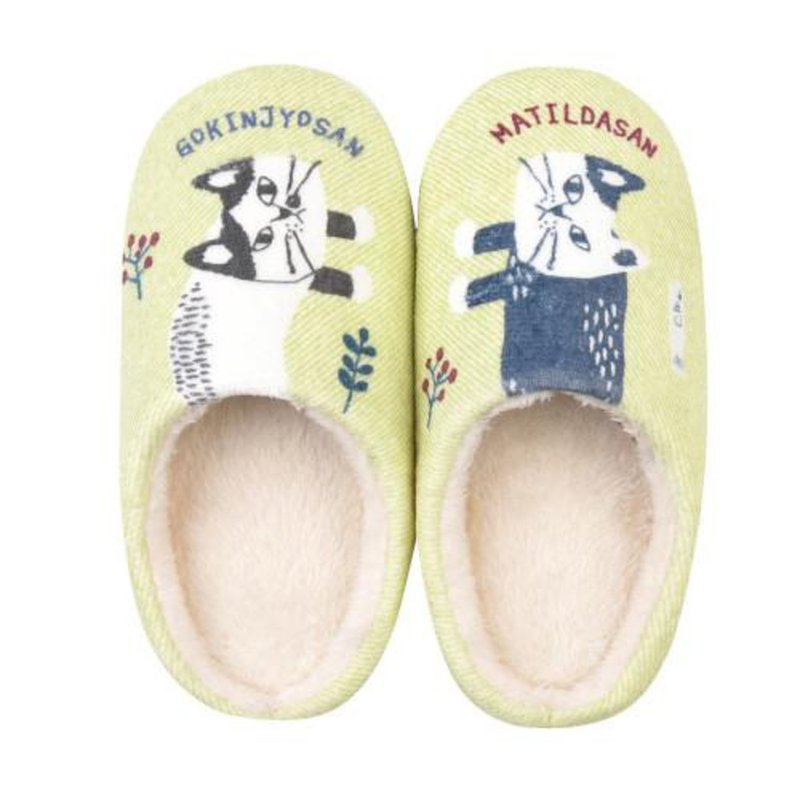 Kusuguru Japan 日本眼镜猫 拖鞋 保暖静音室内拖鞋 -Matilda黄色 - 室内拖鞋 - 聚酯纤维 黄色