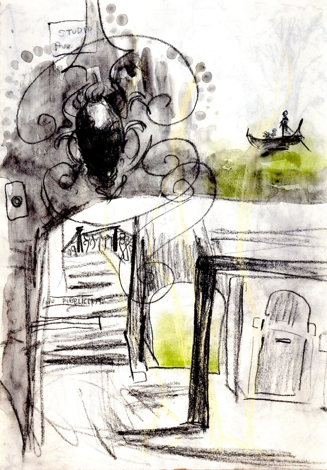 Liuyingchieh Venezia 意大利威尼斯旅行写生明信片 贡多拉运河桥 - 卡片/明信片 - 纸 白色