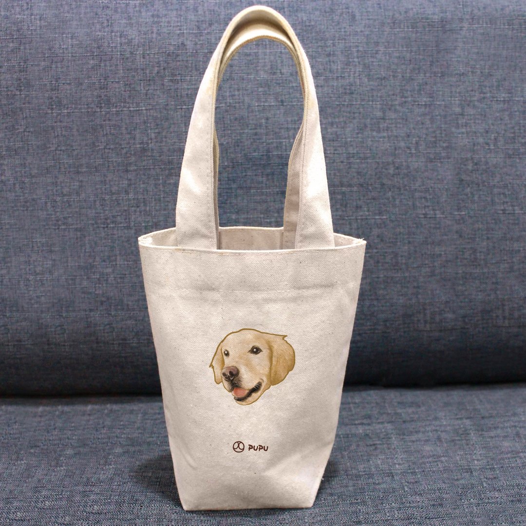 黄金猎犬-大头---台湾制棉麻布-文创柴犬-环保-饮料提袋-苍蝇星球 - 手提包/手提袋 - 棉 白色