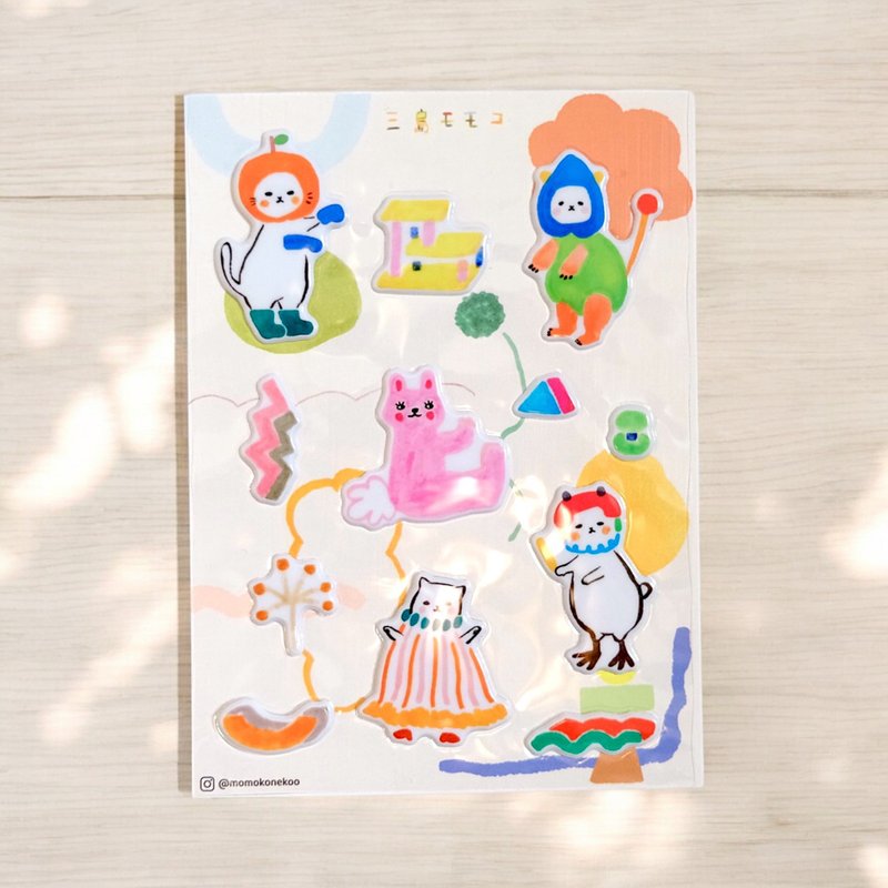 欢乐派对猫咪 泡泡贴纸 - 贴纸 - 塑料 多色