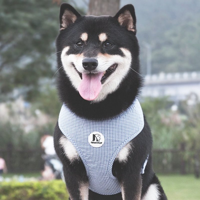 质感蓝经典格纹 反光宠物胸背带 定制化姓名电话 - 项圈/牵绳 - 其他材质 多色